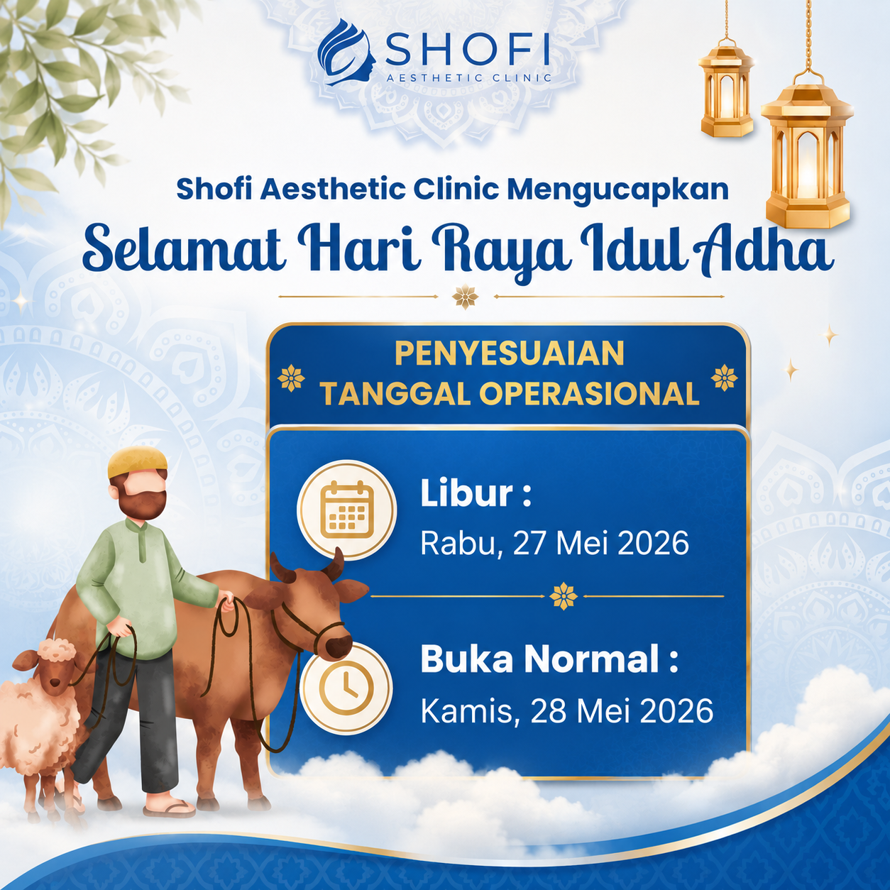 Jadwal Libur Idul Adha 2026 & Operasional Shofi Aesthetic Clinic